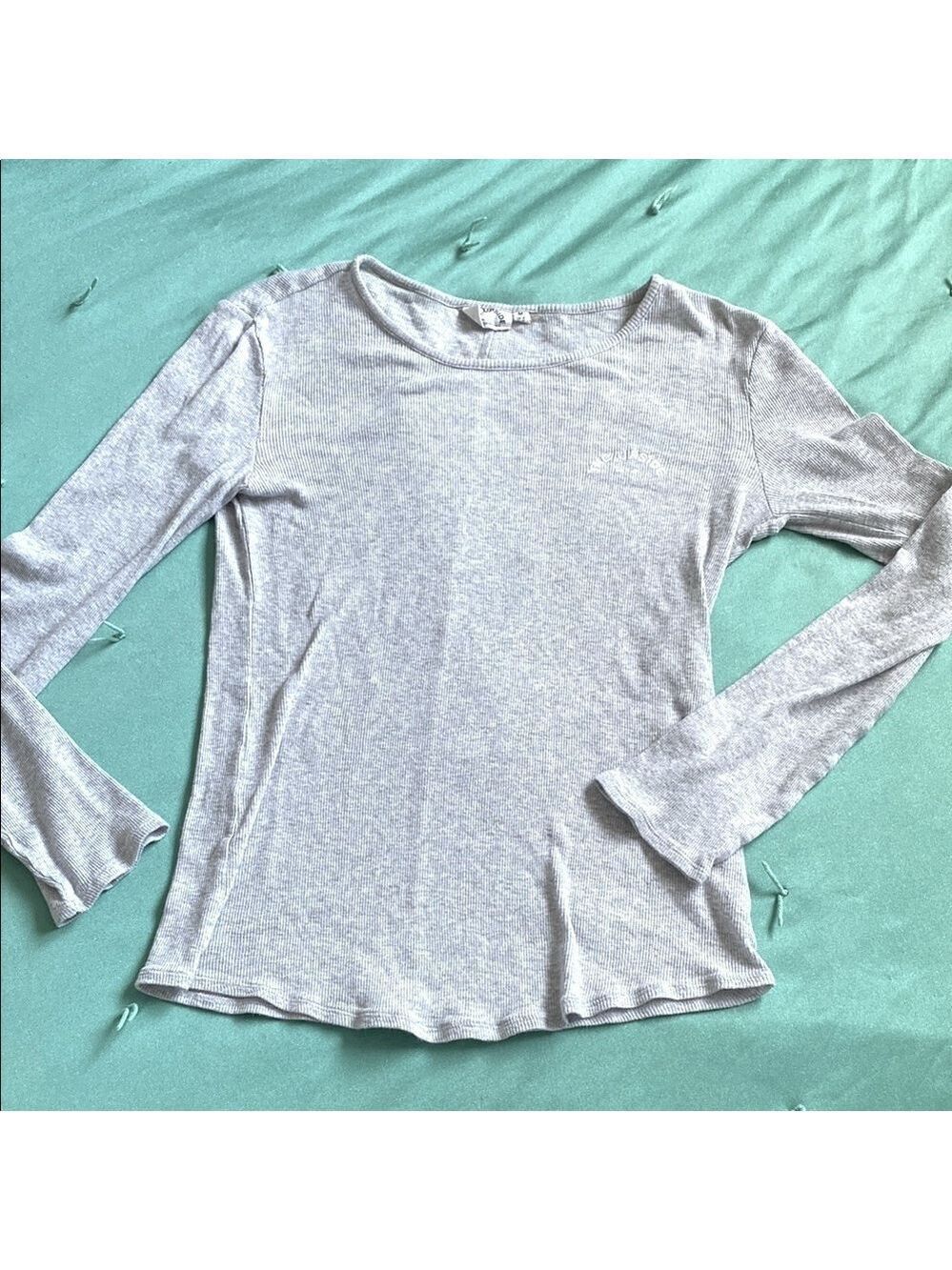 The Upside Gray ribbed Fitted long Sleeve tee